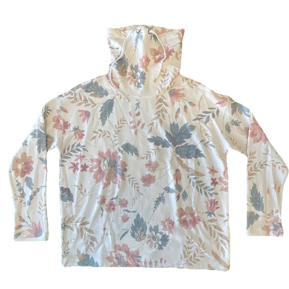 CHAPS Cowl Neck Long Sleeve Sweatshirt Floral Flowers Sz Small‎ NWT Soft Cozy